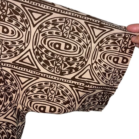 Noa Noa Mens Shirt Size L Brown Abstract Print Hawaiian Button Down Pure Cotton - Picture 4 of 9